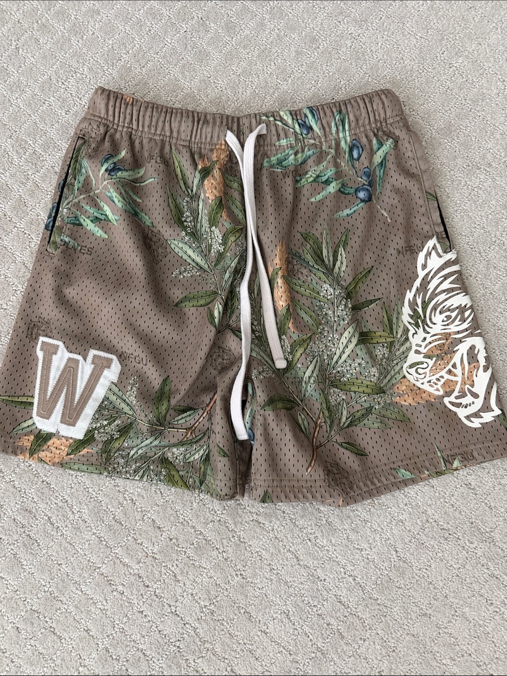 Darc Sport  Limited Edition Floral Mesh Swim Shorts - Taupe & Green